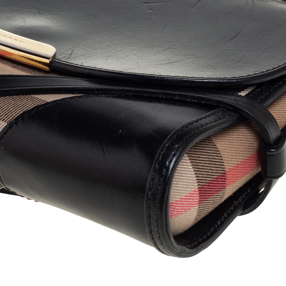 Burberry Black House Check Canvas and Leather Abbott Shoulder Bag 7