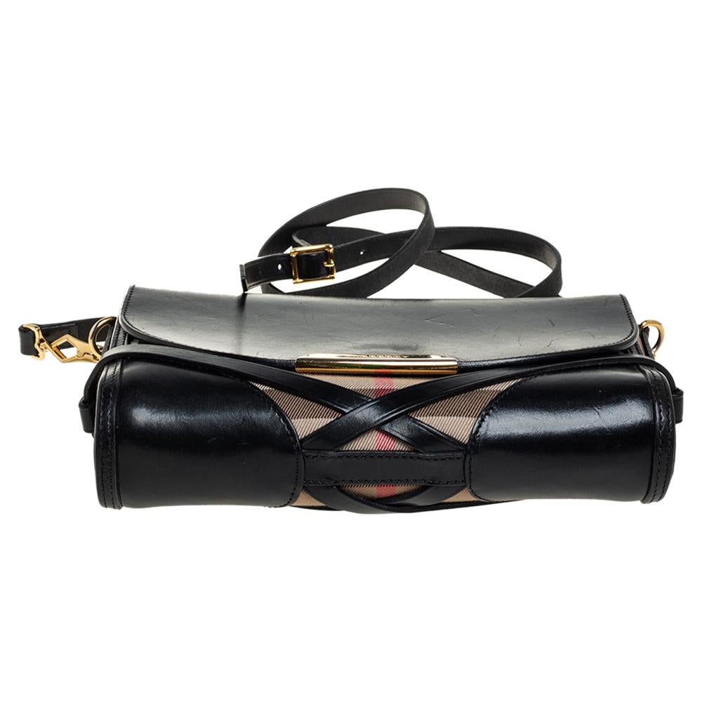 Burberry Black House Check Canvas and Leather Abbott Shoulder Bag 1