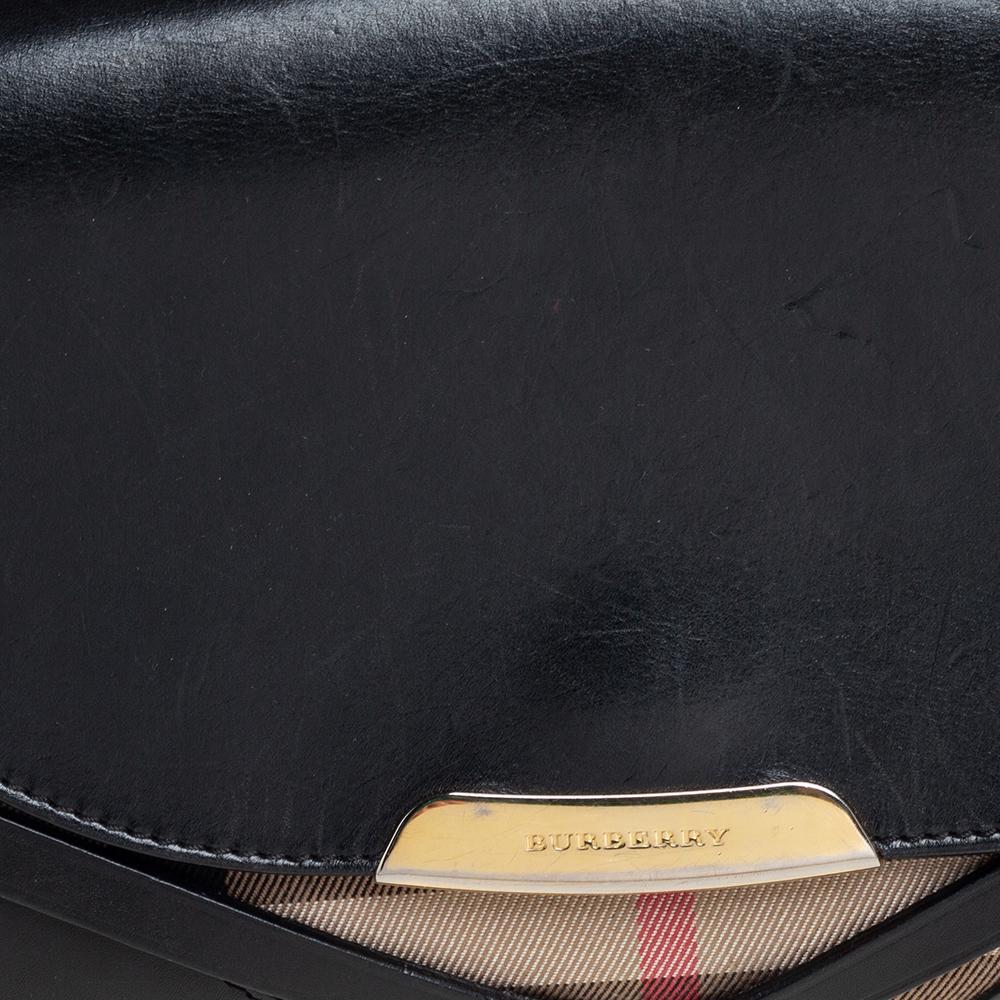 Burberry Black House Check Canvas and Leather Abbott Shoulder Bag 2