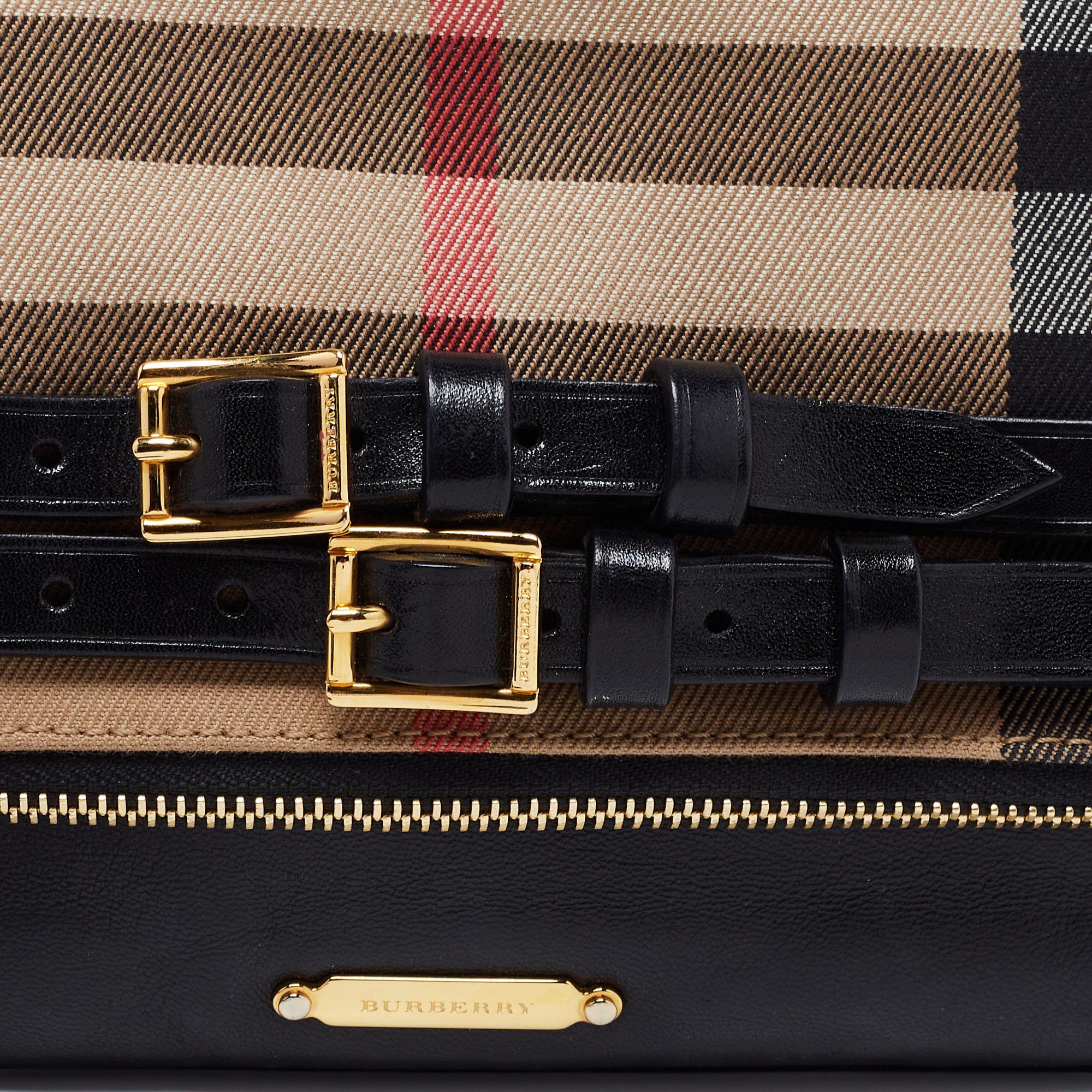 Burberry Black House Check Canvas and Leather Adeline Fold Over Clutch 3