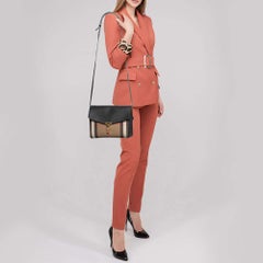 Borsa a tracolla Macken di Burberry in tela e pelle con motivo a quadri nero