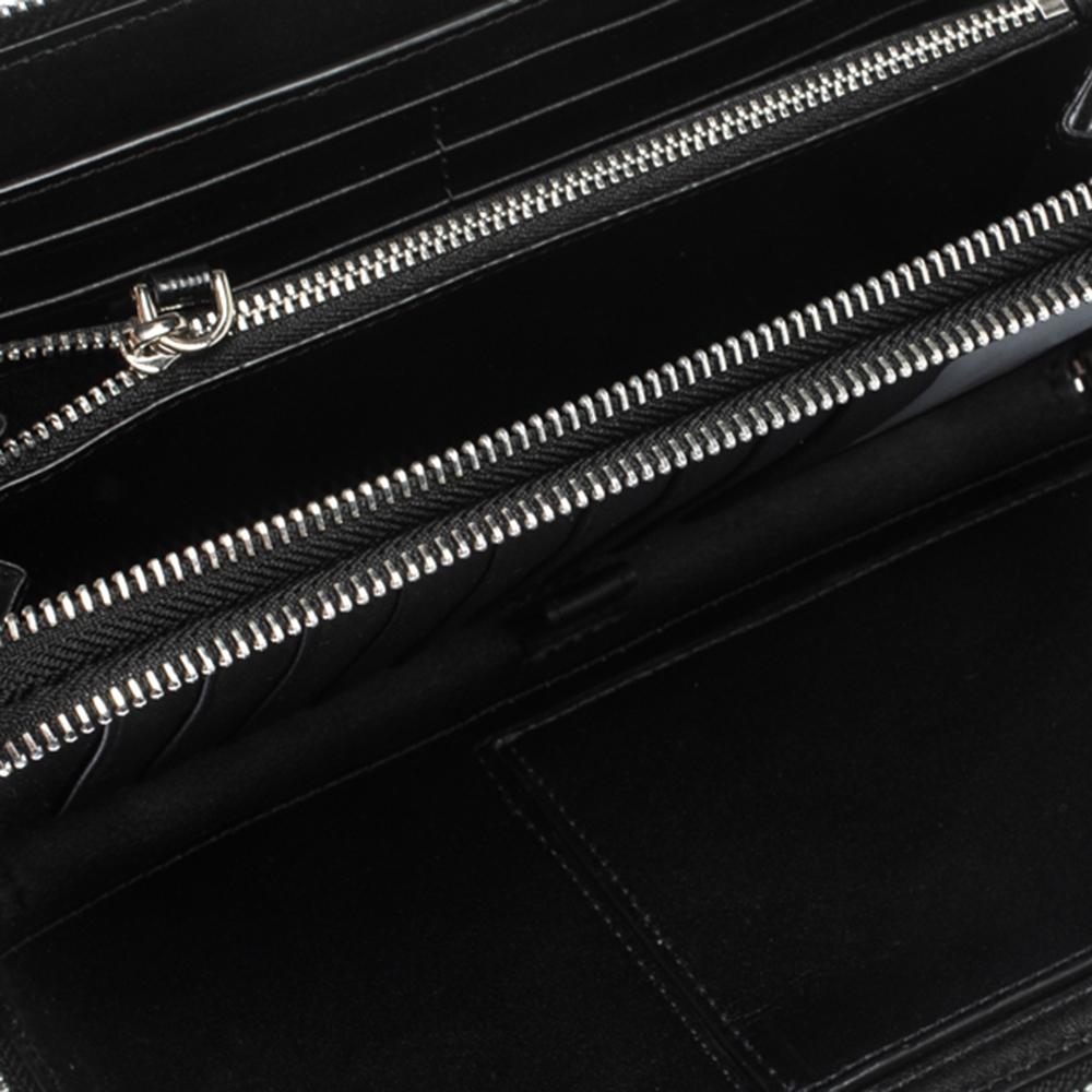 Burberry Black House Check Coated Canvas and Leather Reeves Double Zip Wallet 1