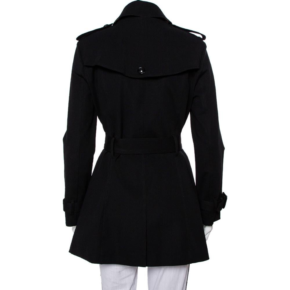 Women's Burberry Black Knit Belted Trench Coat M