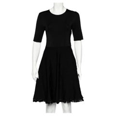 Burberry Black Knit Fringed A-Line Dress M