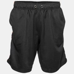 Burberry Black Knit Side Check Stripe Drawstring Shorts M