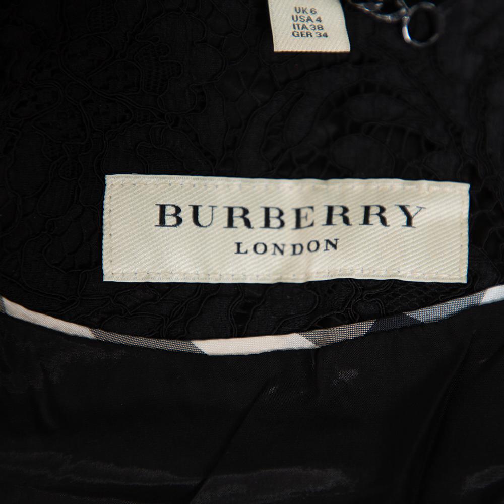 Women's Burberry Black Lace Button Front Tailored Jacket S