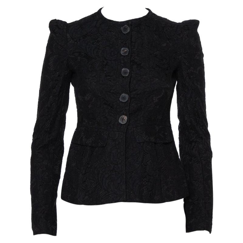 Burberry Black Lace Button Front Tailored Jacket S