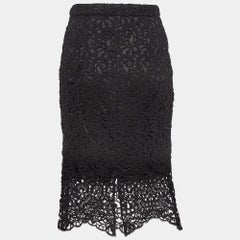 Burberry Black Lace Pencil Midi Skirt S