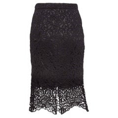 Used Burberry Black Lace Pencil Midi Skirt S