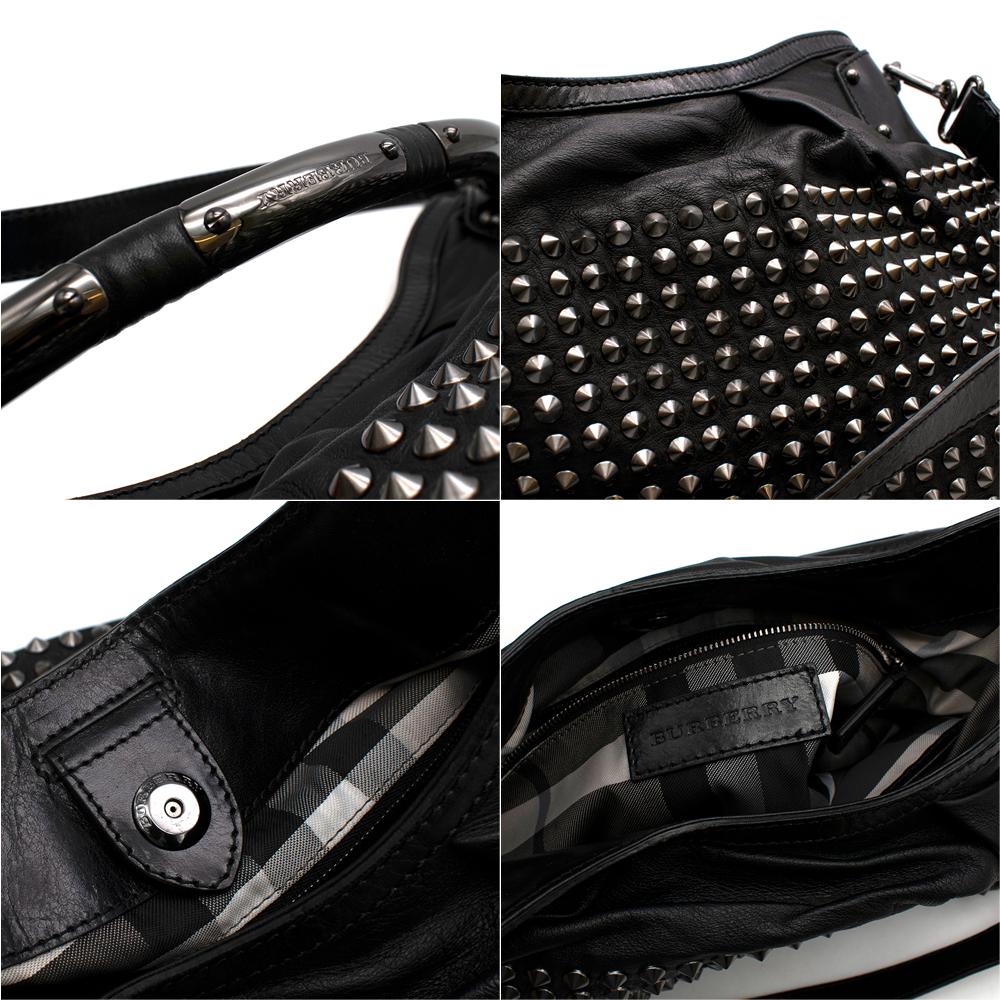 Women's Burberry Black Lambskin Studded Shoulder Bag For Sale