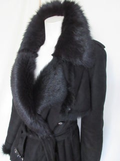 Burberry Trench Coat en cuir d'agneau noir US 10