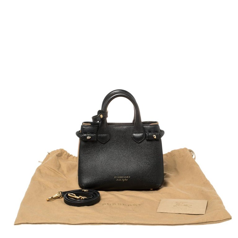 Burberry Small House Check Detail Banner Bag in Black