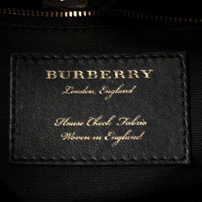 Burberry Black Leather and House Check Fabric Mini Banner Tote Burberry