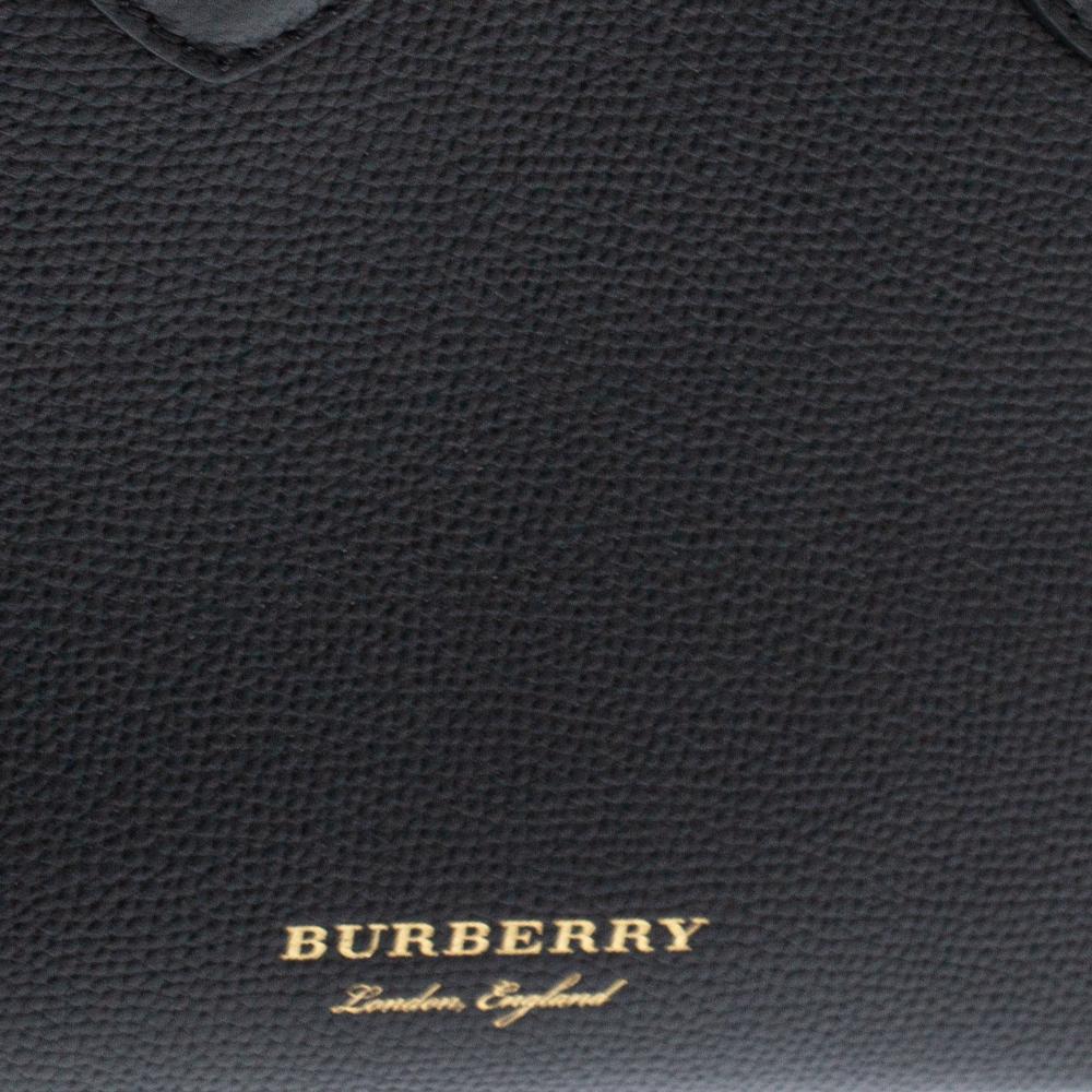 Burberry Black Leather and House Check Fabric Baby Banner Tote 3