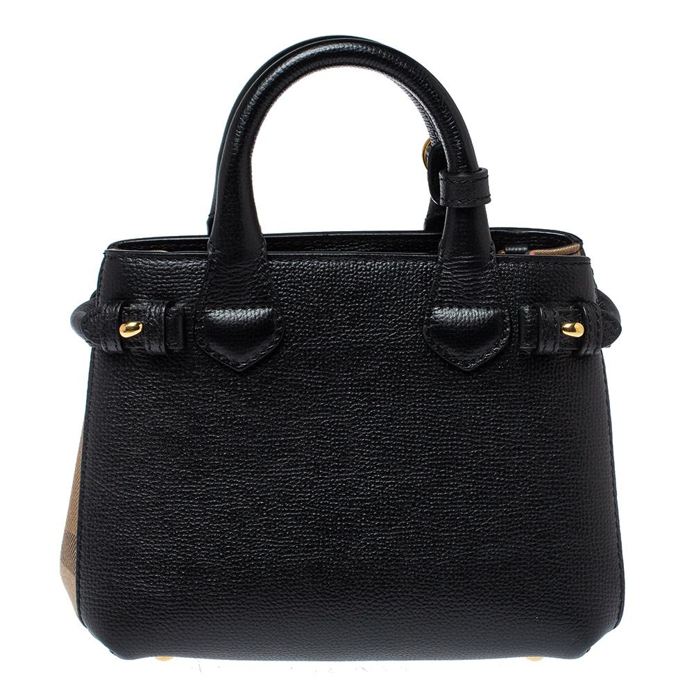 Burberry Black Leather and House Check Fabric Baby Banner Tote at 1stDibs burberry baby banner bag black burberry diaper bag burberry baby bag black
