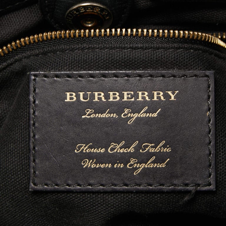 Burberry Small Banner House Check Leather Tote - Ink Blue 4023703 – ZAK BAGS  ©️