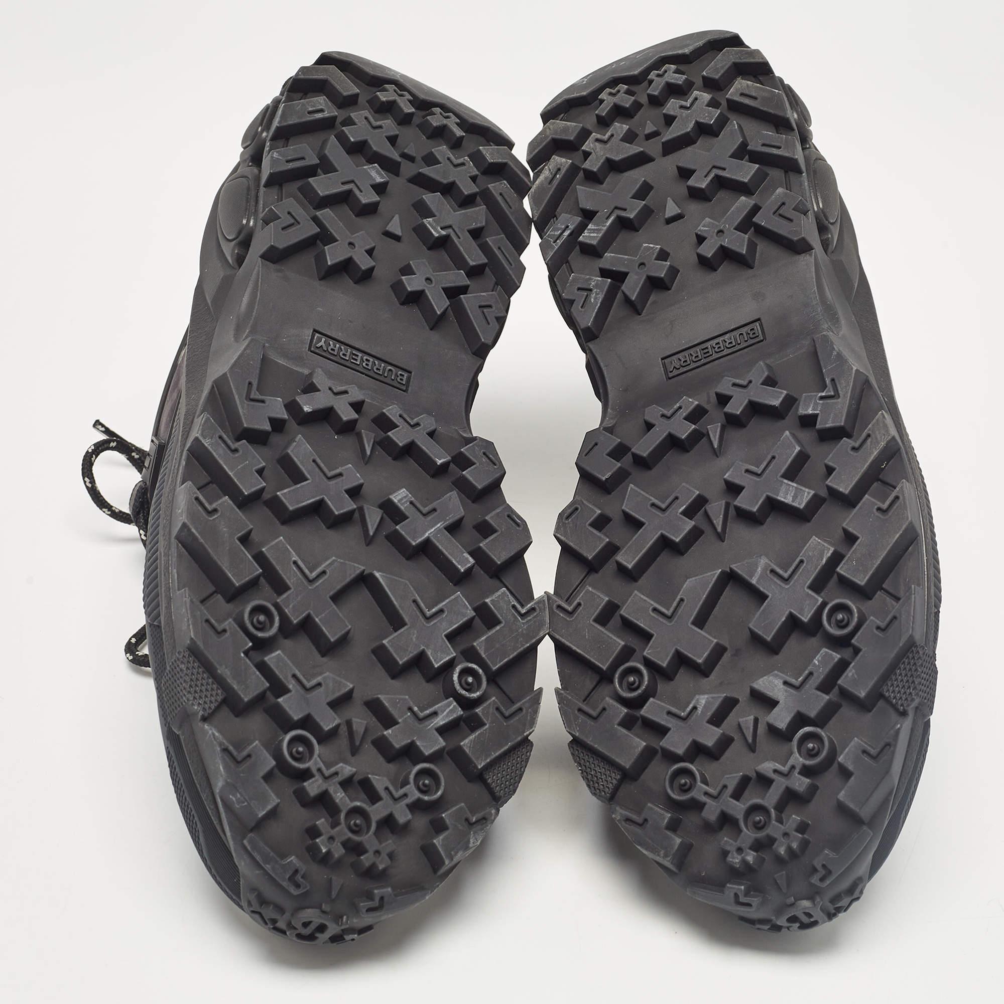 Burberry Black Leather and Rubber Arthur Lace Up Sneakers Size 41 2