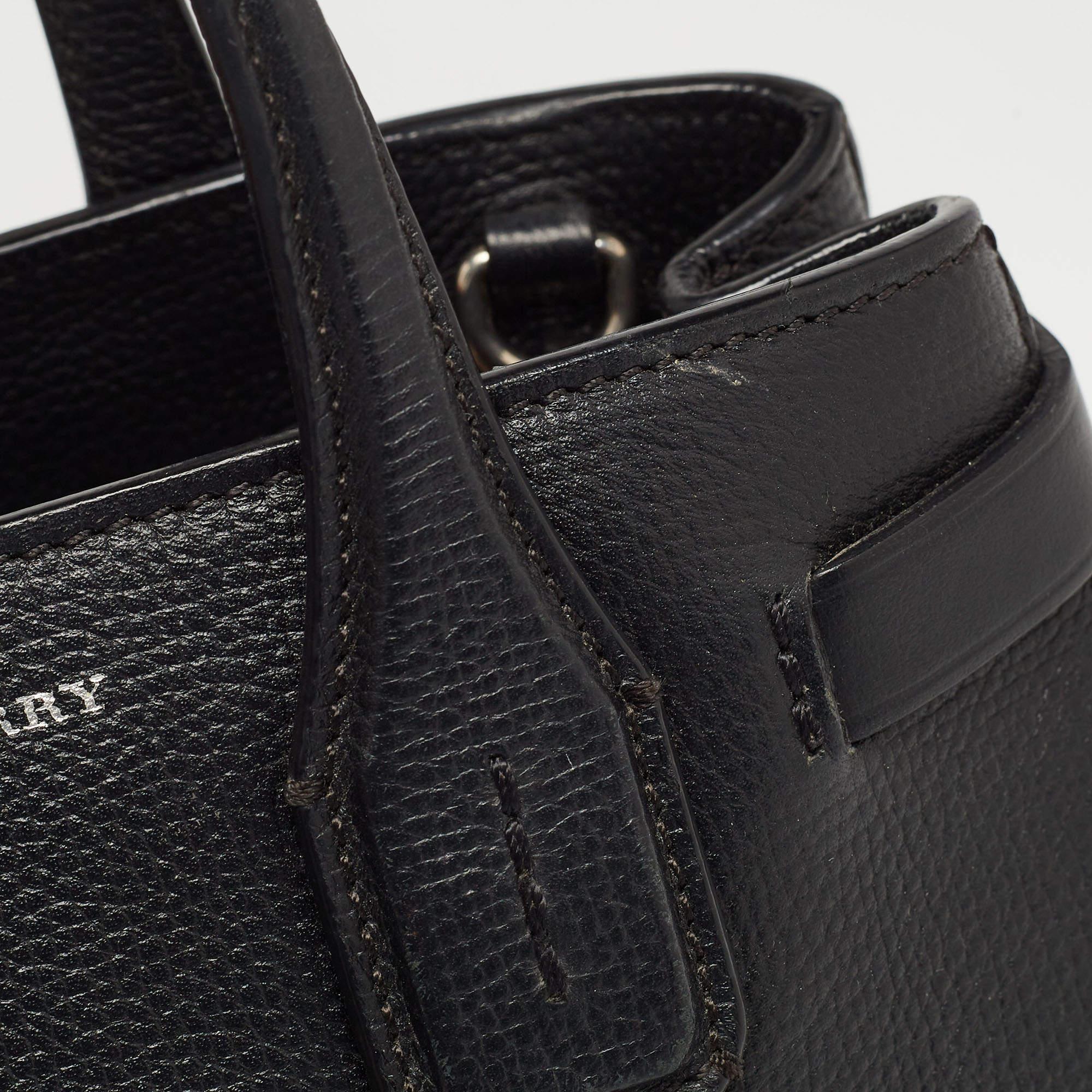 Burberry Black Leather Baby Derby Banner Tote 8