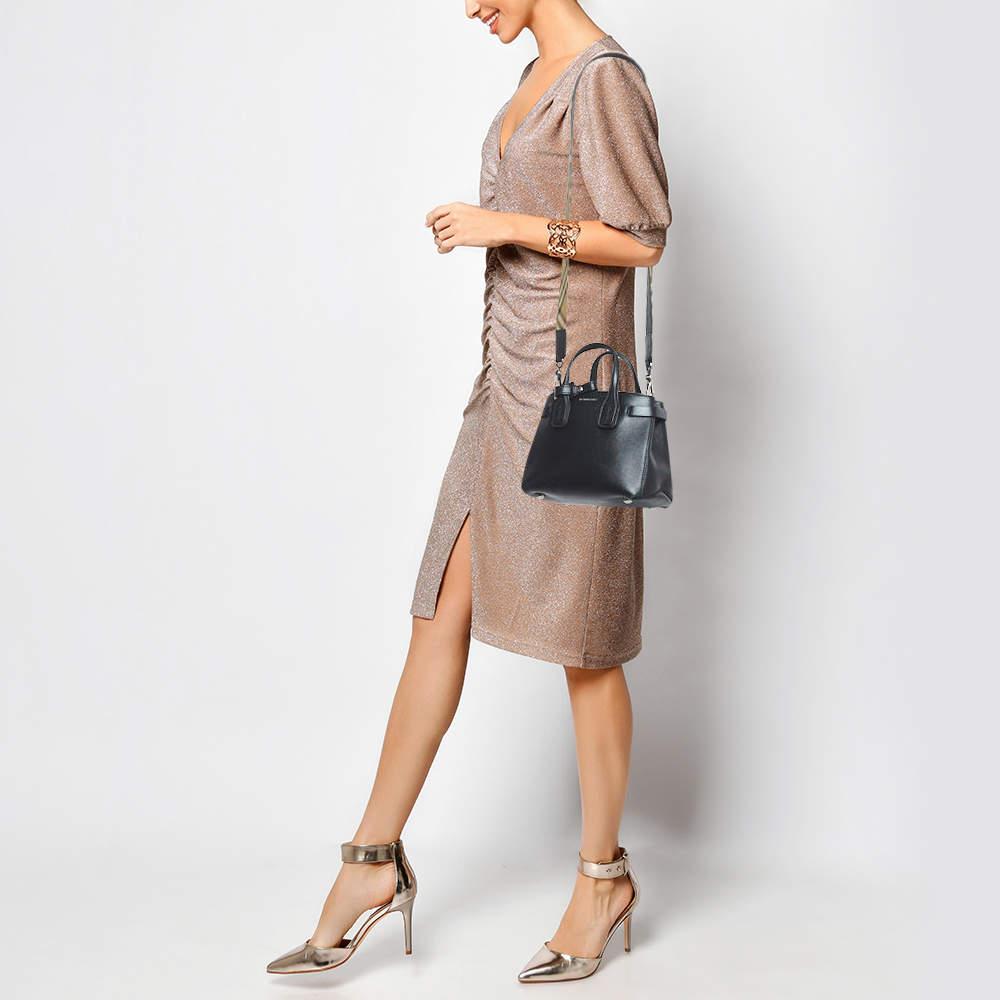 Burberry Black Leather Baby Derby Banner Tote In Good Condition In Dubai, Al Qouz 2