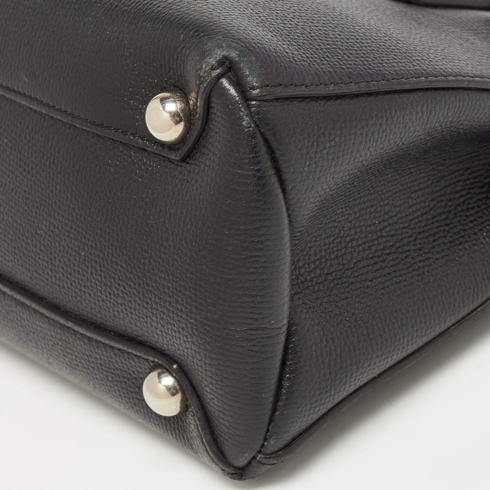 Women's Burberry Black Leather Baby Derby Banner Tote