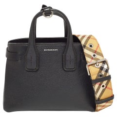 Fourre-tout en cuir noir Burberry Baby Derby Banner