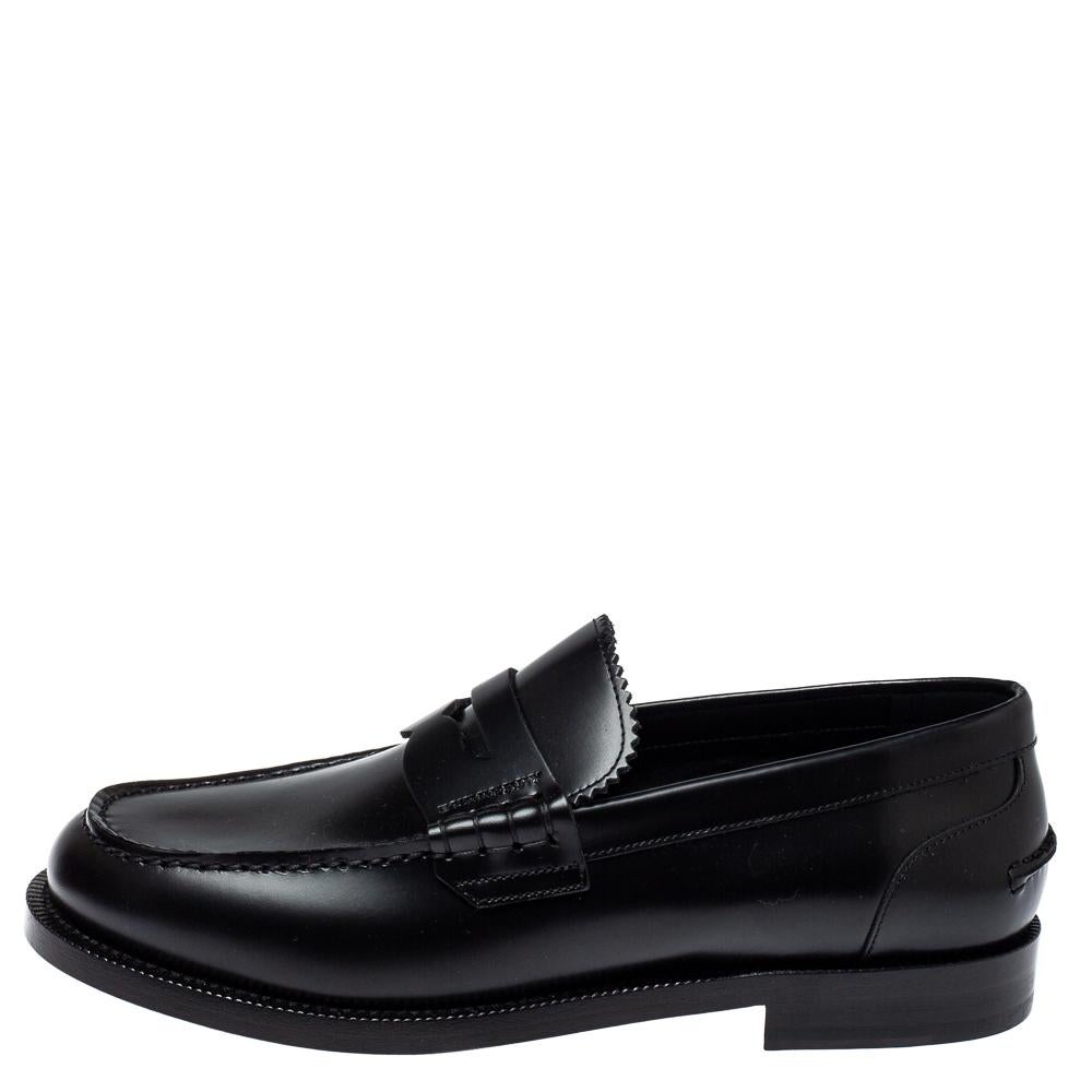 Burberry Black Leather Bedmont Penny Loafers Size 39.5 1