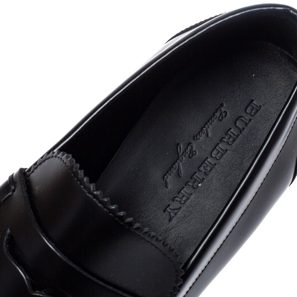 Burberry Black Leather Bedmont Penny Loafers Size 39.5 3