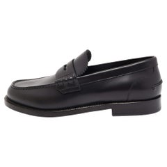 Used Burberry Black Leather Bedmont Penny Loafers Size 39.5
