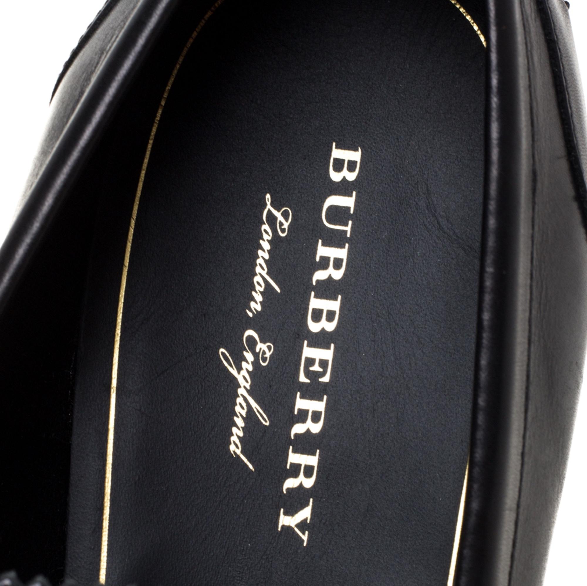 Burberry Black Leather Bedmoore Slip On Loafer Size 45 In Excellent Condition In Dubai, Al Qouz 2