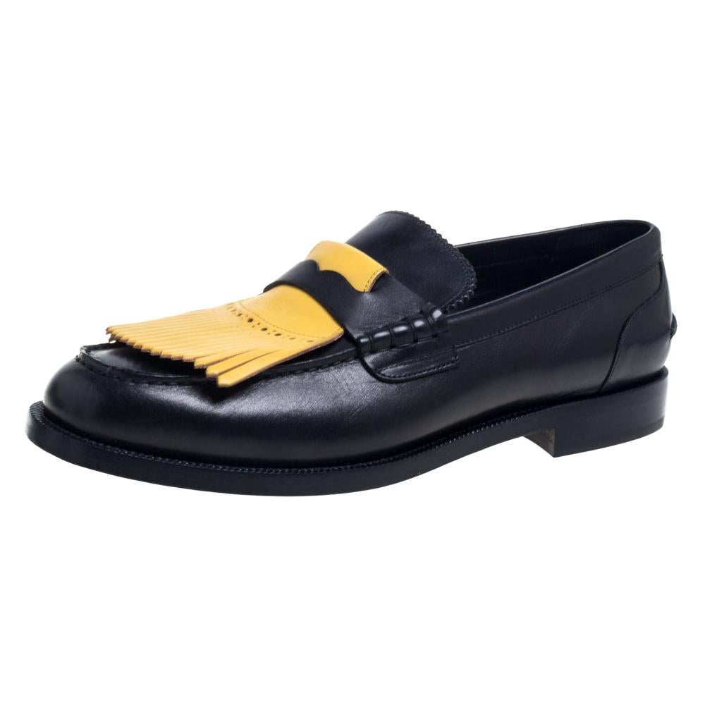 Burberry Black Leather Bedmoore Slip On Loafer Size 45