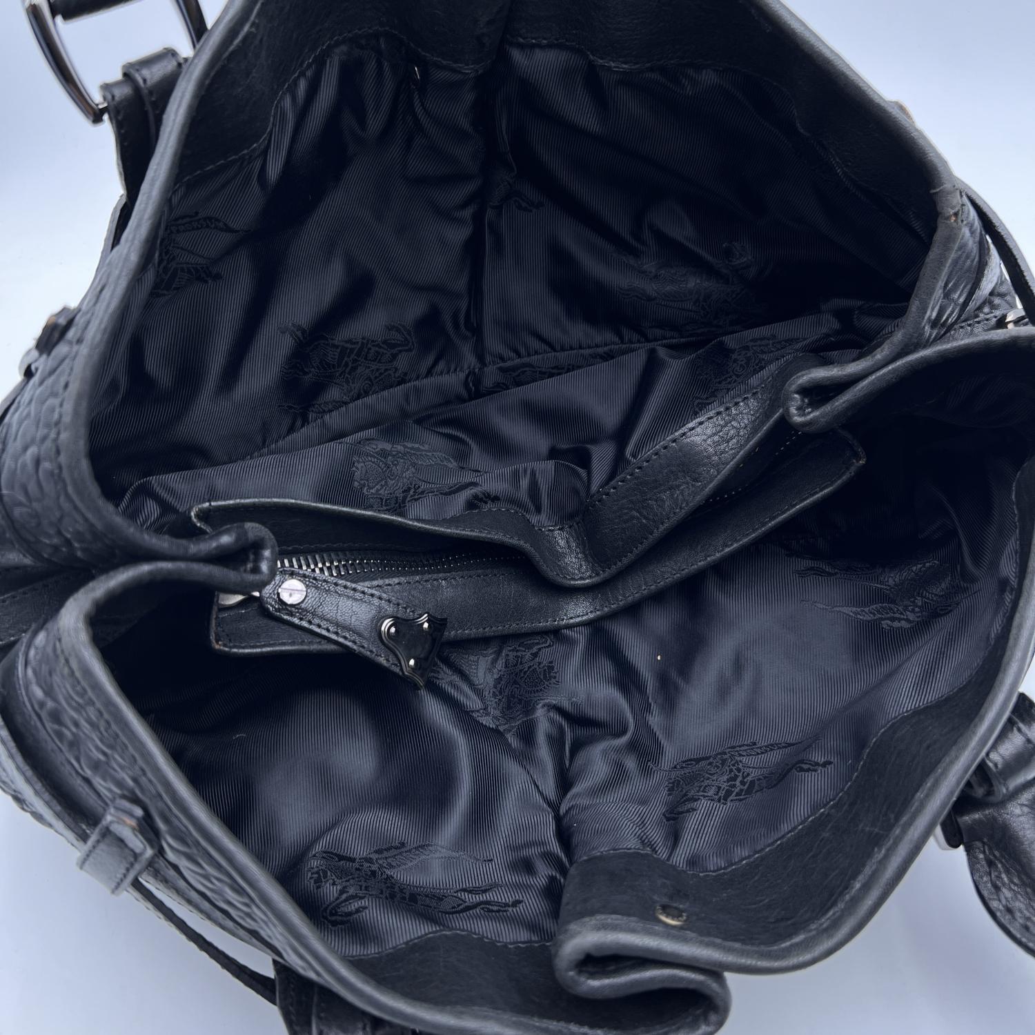 Women's Burberry Black Leather Belted Rowan Tote Bag Satchel Handbag
