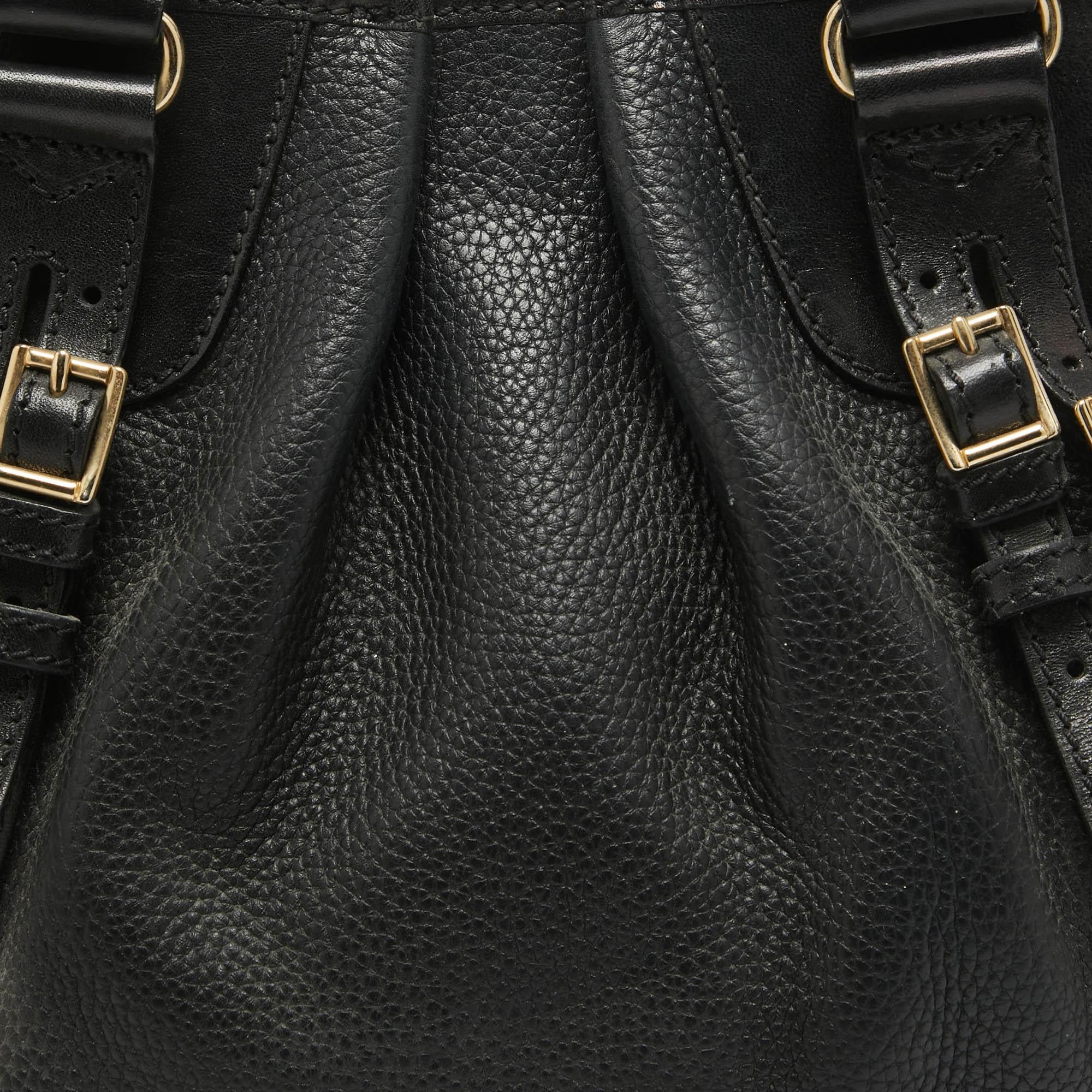Burberry Black Leather Bridle Whipstitch Tote 2