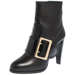 Burberry Black Leather Buckle Ankle Booties Size 39