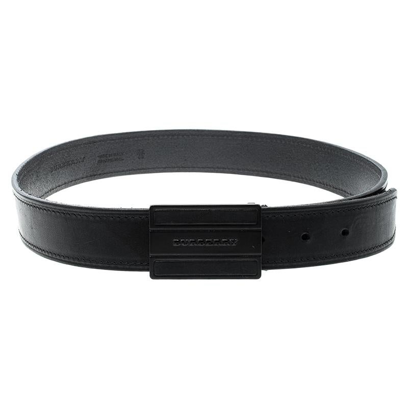 Burberry Black Leather Buckle Belt 80cm