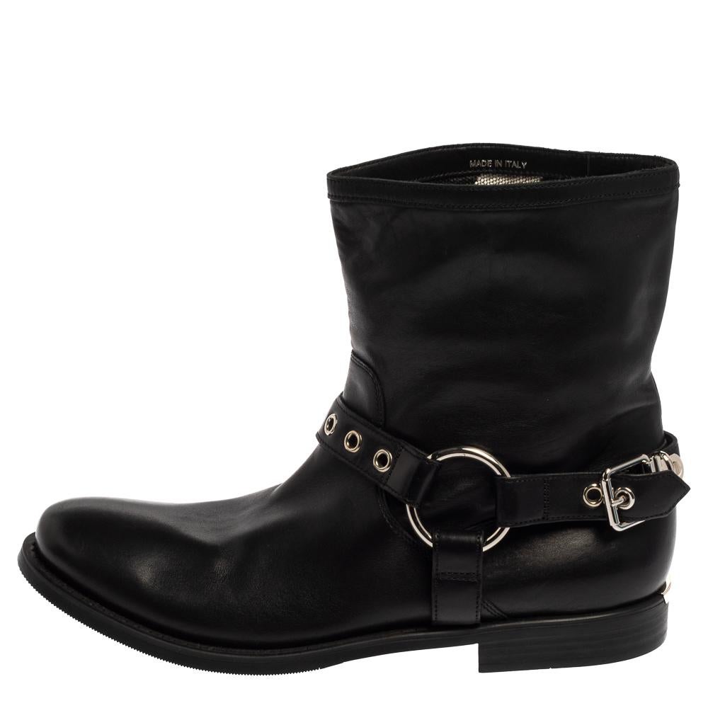 Burberry Black Leather Buckle Detail Ankle Boots Size 39 1