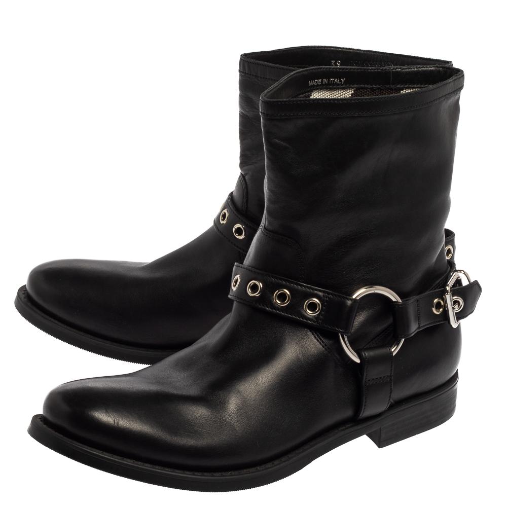 Burberry Black Leather Buckle Detail Ankle Boots Size 39 5