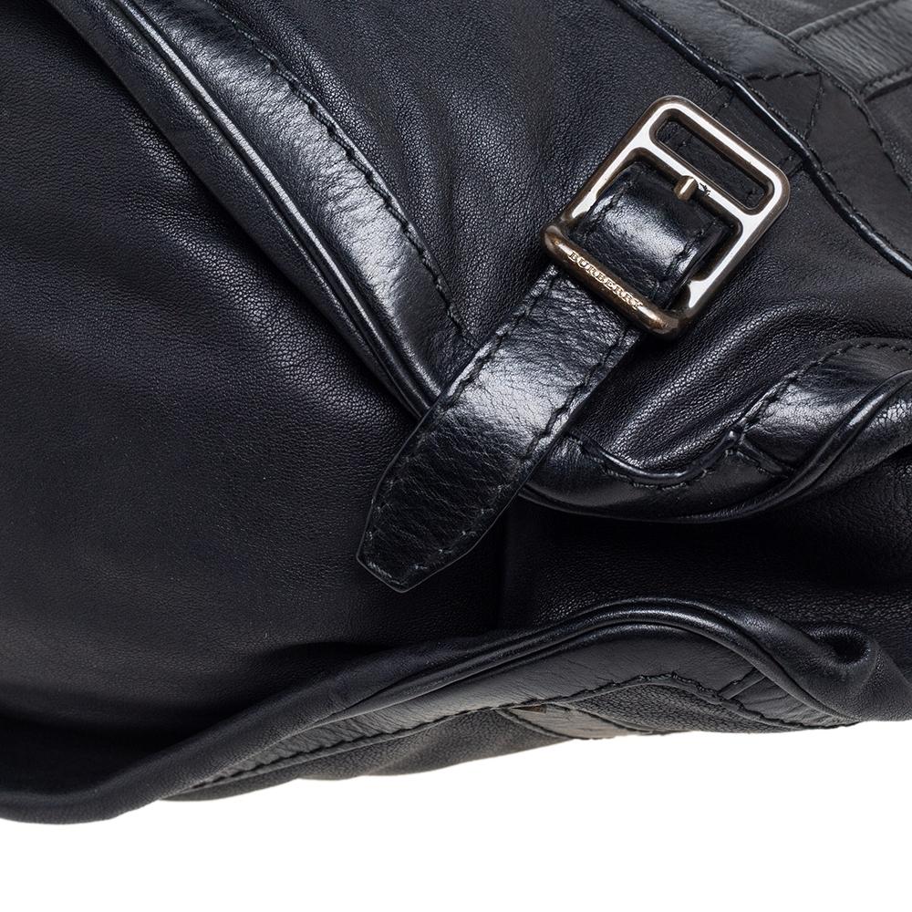 Women's Burberry Black Leather Buckle Messenger Bag