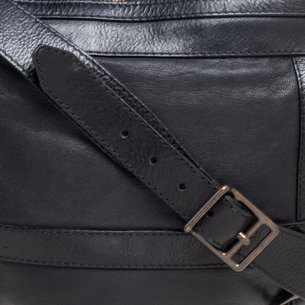 Burberry Black Leather Buckle Messenger Bag 2
