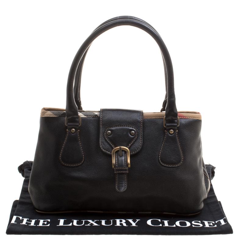 Burberry Black Leather Buckle Tote 6
