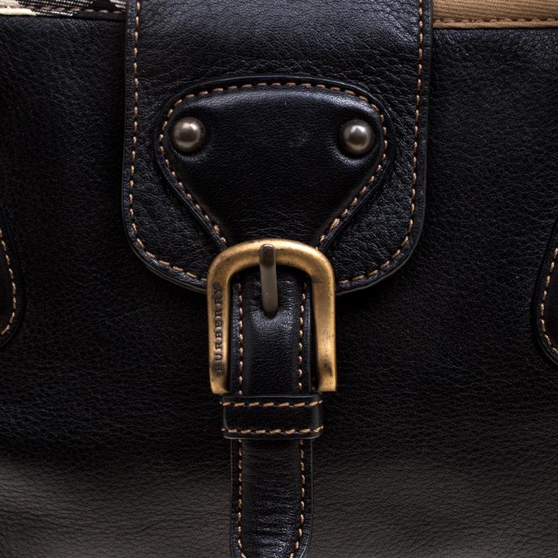 Burberry Black Leather Buckle Tote 1
