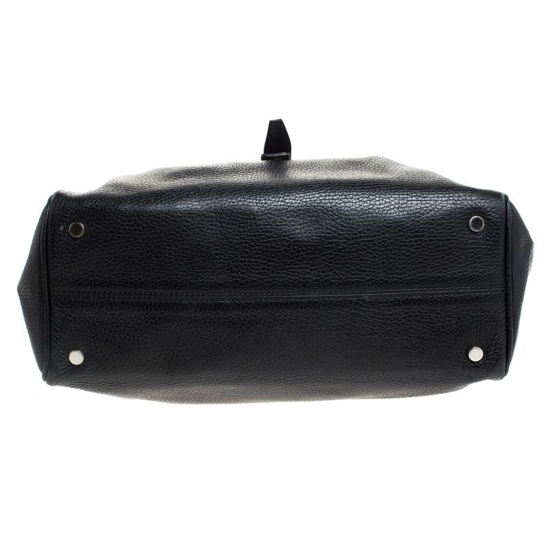 Donna Burberry Tote con fibbia in pelle nera