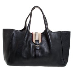 Burberry Black Leather Buckle Tote