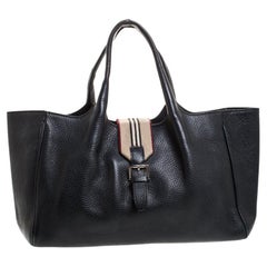 Burberry Black Leather Buckle Tote