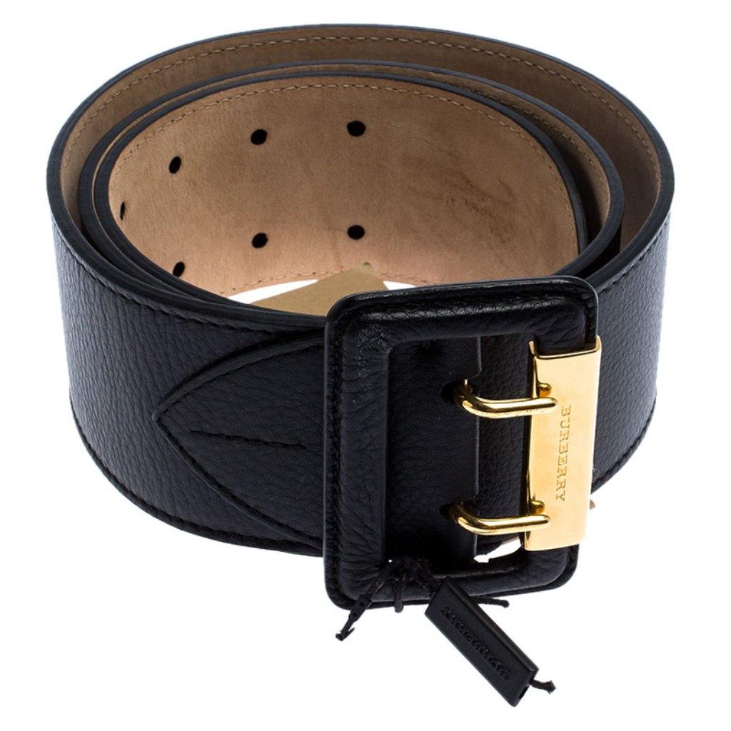 Accessorise right with this lovely belt from Burberry. It is beautifully made from durable leather and detailed with a double pin buckle. The black Cecile belt can be worn to cinch skirts and dresses.

Includes: Price Tag, Original Dustbag

