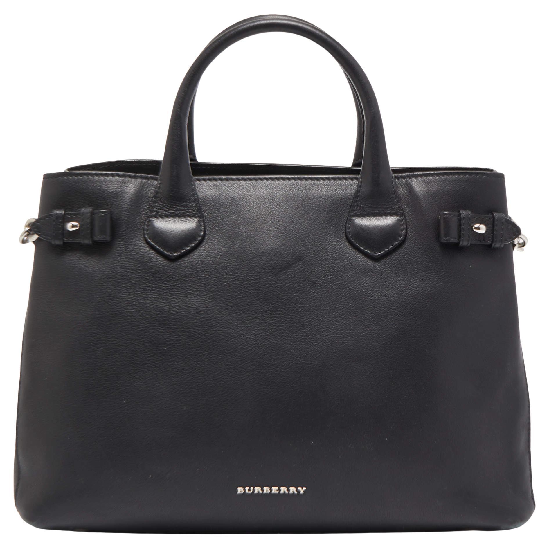 Burberry Black Leather Chain Banner Tote