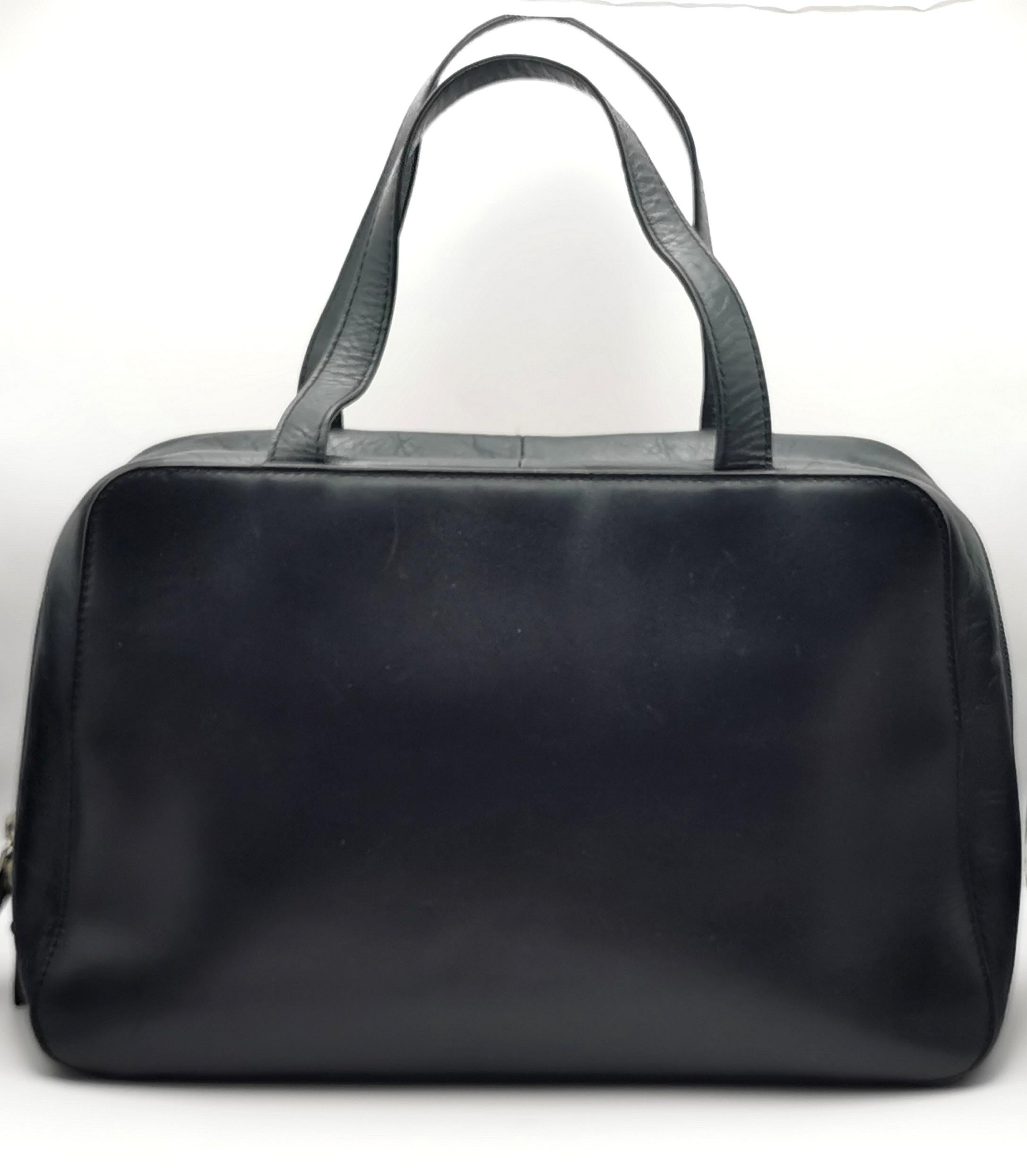 De las mujeres Bolso Burberry de piel negra con ribete de cuadros en venta