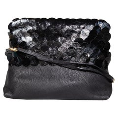 Borsa Burberry in pelle nera con dettaglio circolare