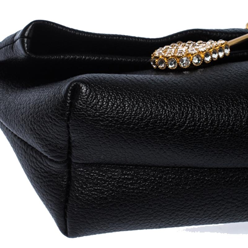 Burberry Black Leather Crystal Embellished Pin Clutch 3