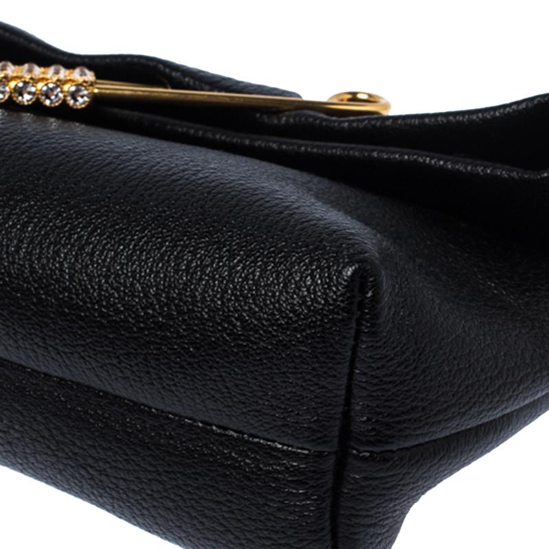 Burberry Black Leather Crystal Embellished Pin Clutch 4