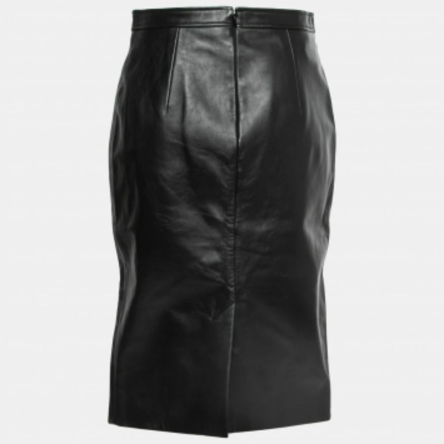 Burberry Schwarzes Leder Ausgeschnittener Bleistiftrock S im Angebot 2